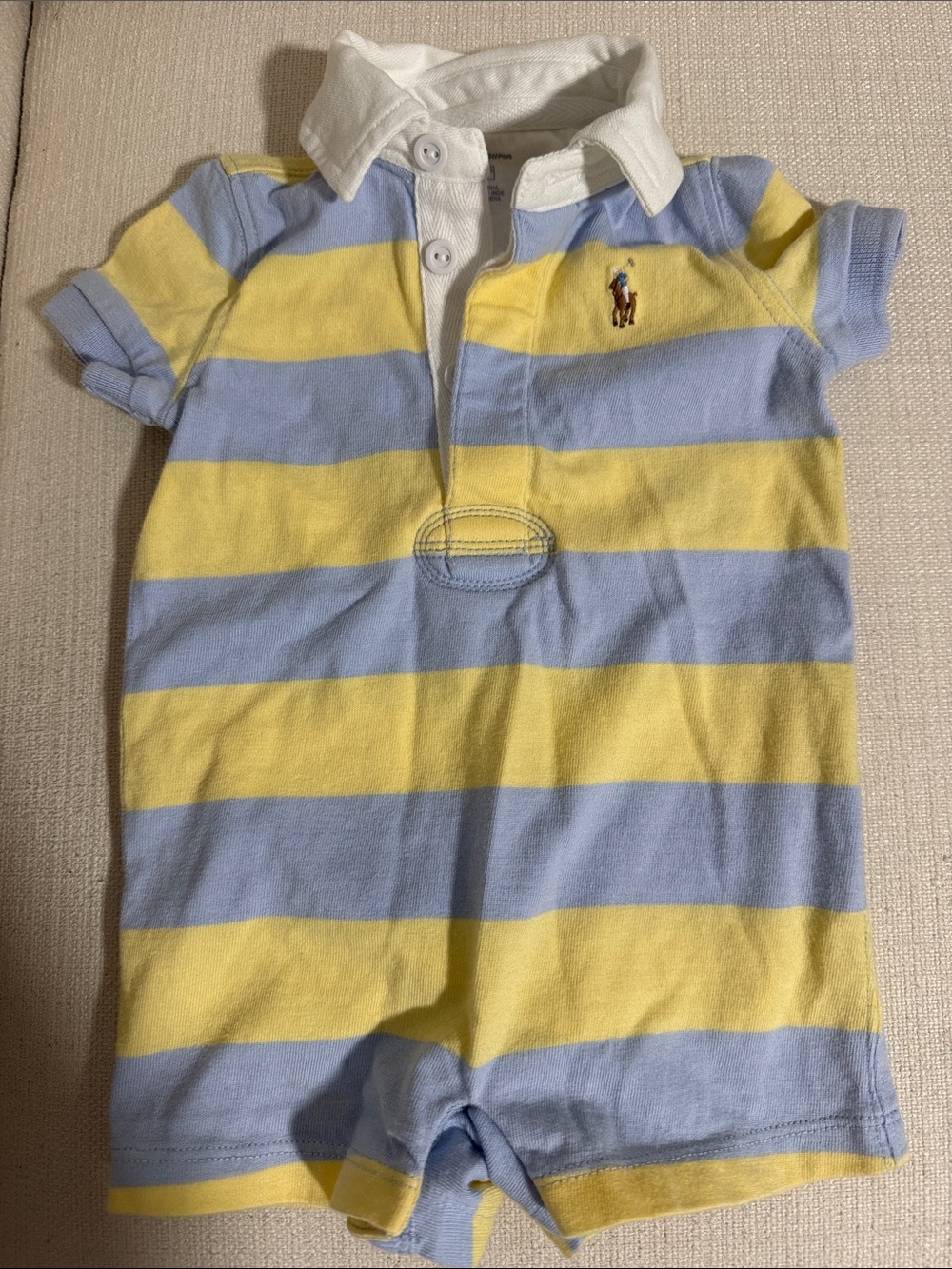 Ralph Lauren White, Light Blue & Yellow Striped Men's Sweater